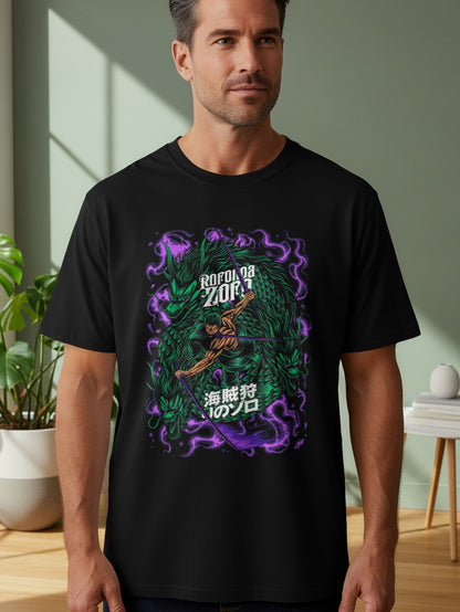 Roronoa Zoro Anime Graphic Black T-Shirt