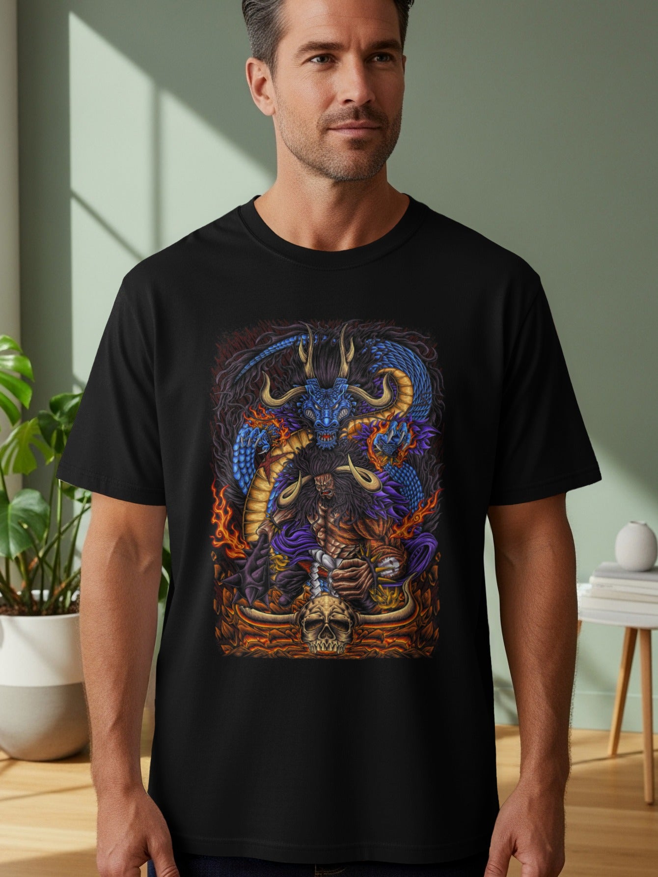 Fearsome Dragon Warrior Graphic Tee Design
