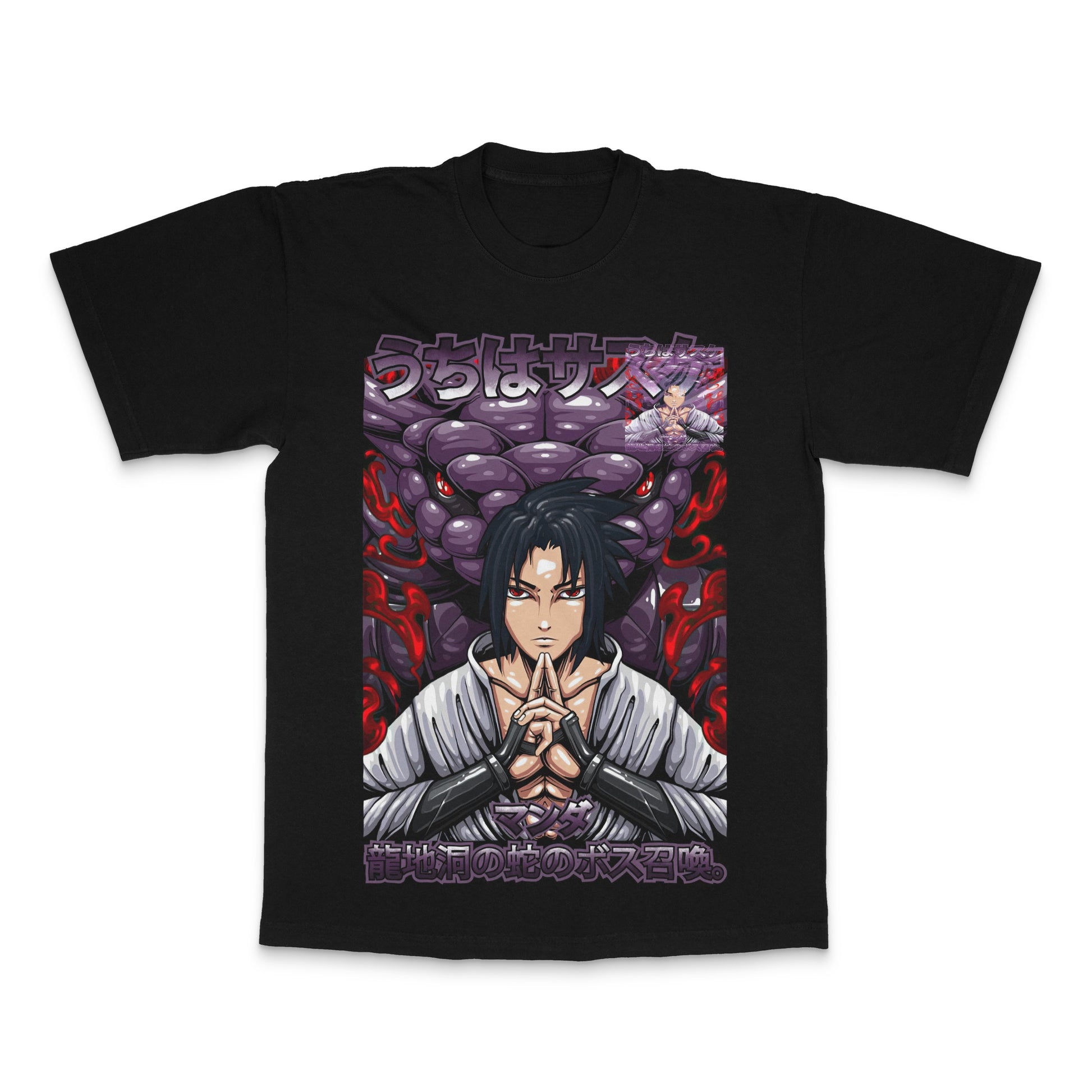 Uchiha Anime Character Graphic Art Black T-shirt