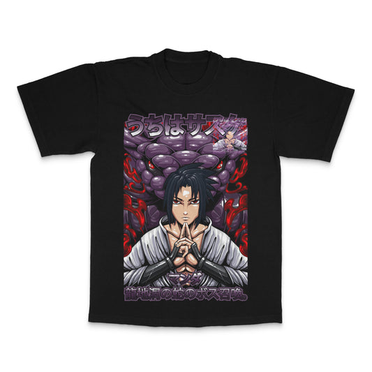 Uchiha Anime Character Graphic Art Black T-shirt