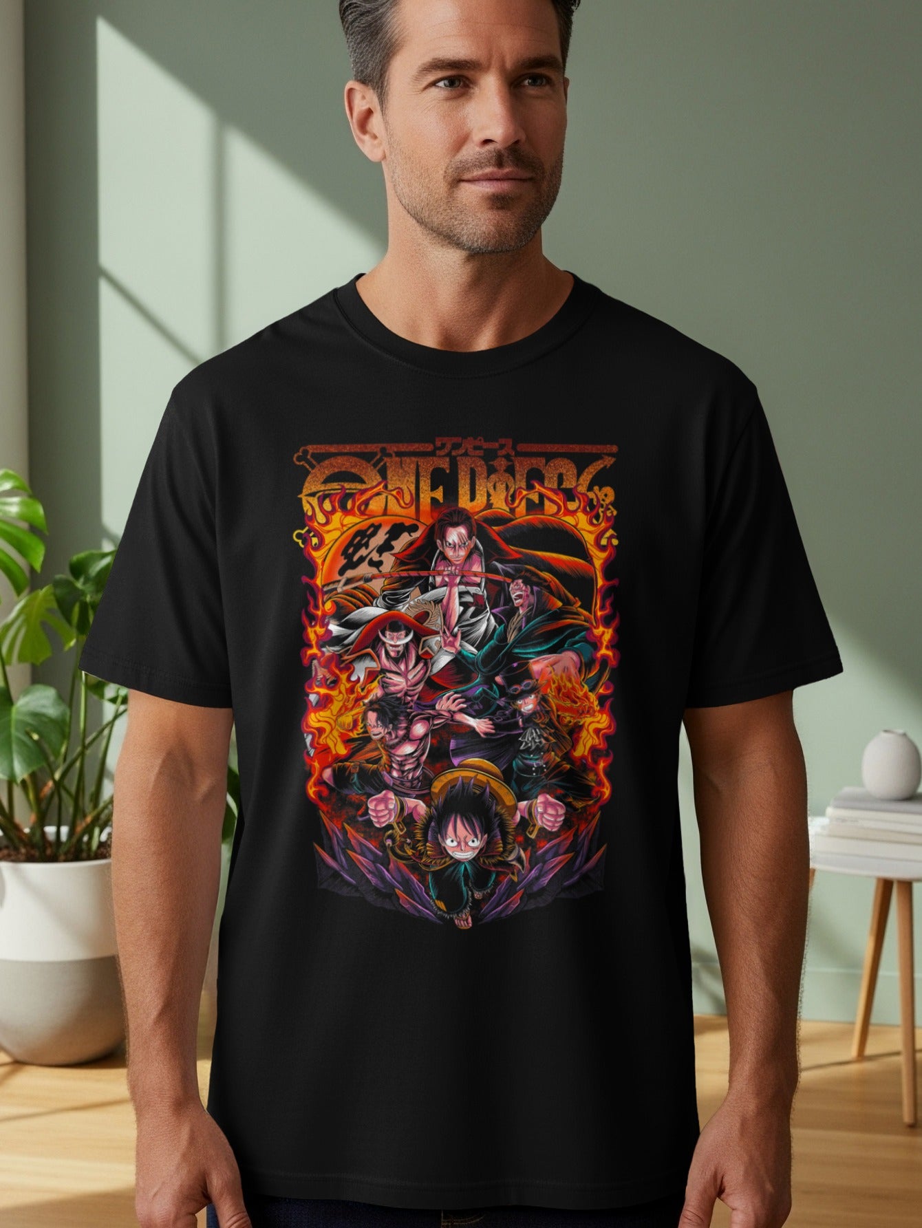 One Piece Anime Characters Graphic Print T-Shirt
