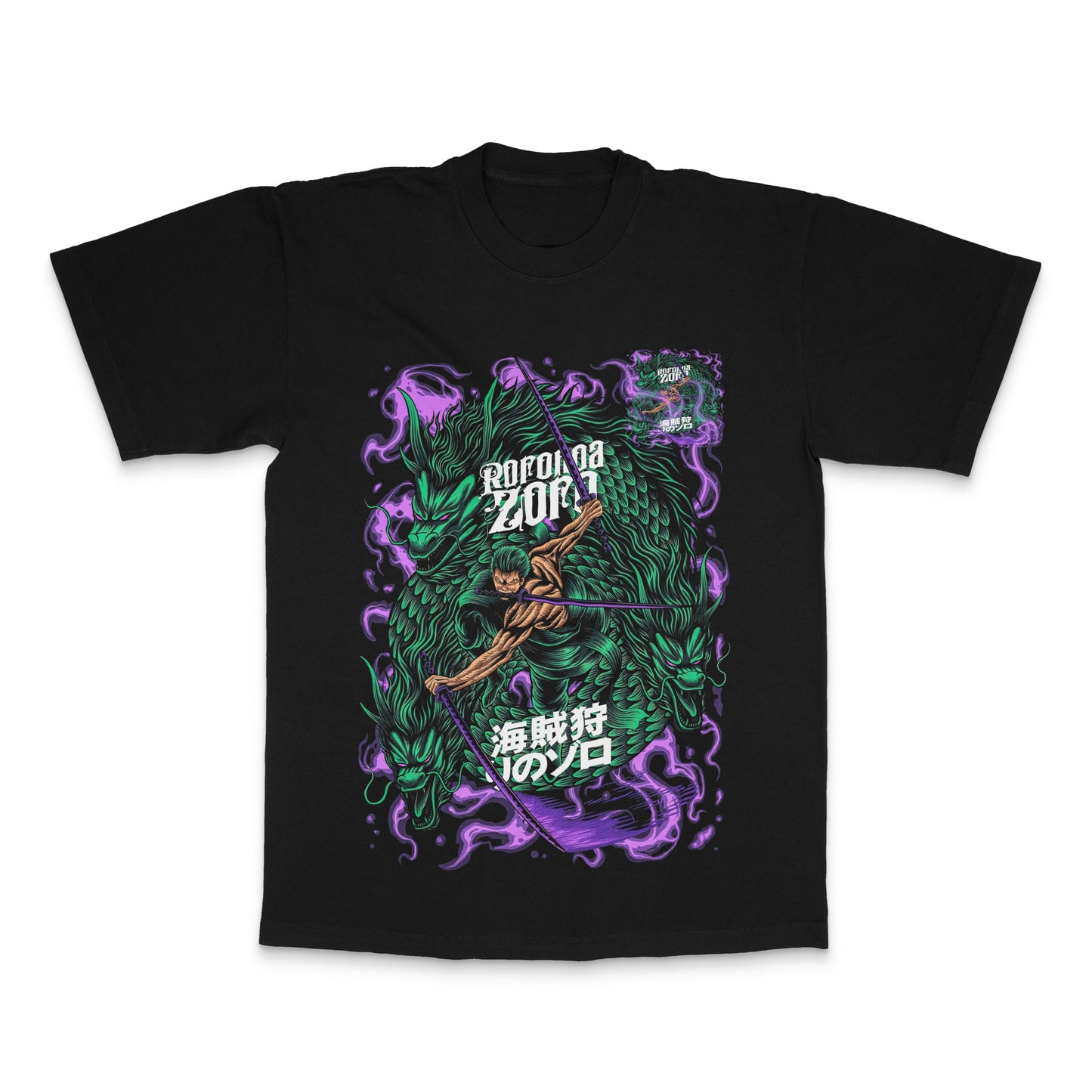 Roronoa Zoro Purple and Green Graphic Tee Product