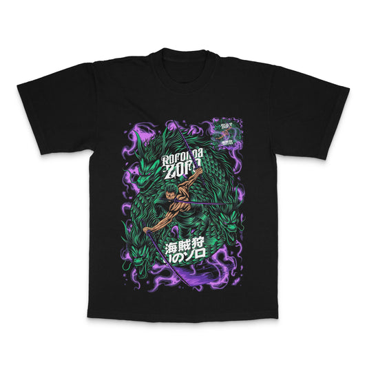 Roronoa Zoro Purple and Green Graphic Tee Product