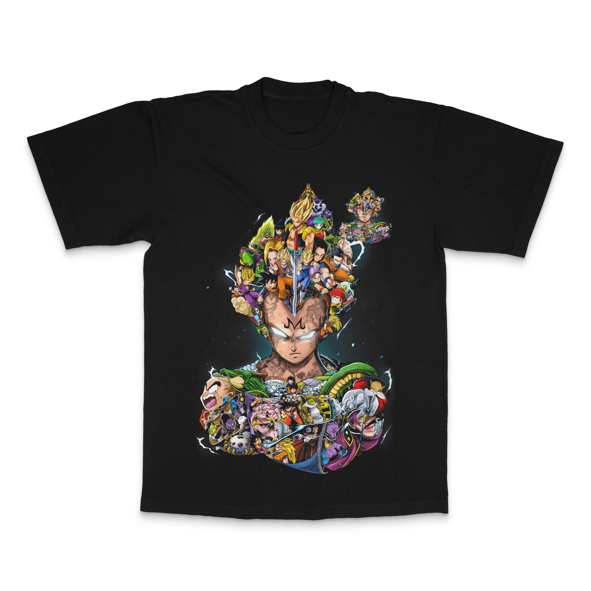 Anime Characters Graphic Design Black T-Shirt