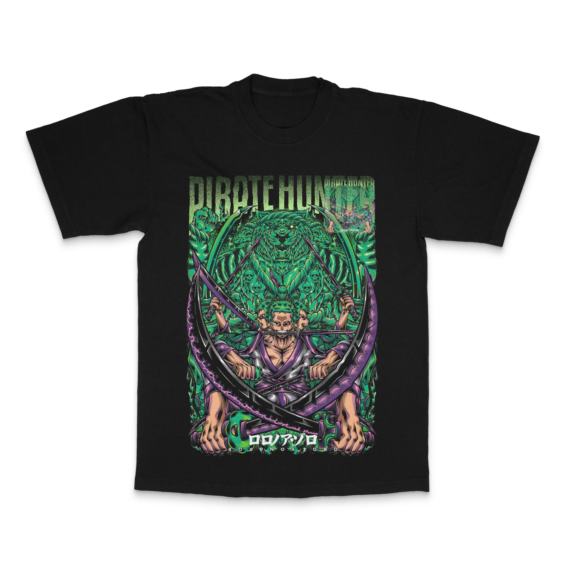 Pirate Hunter Graphic Tee with Colorful Anime Design