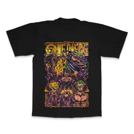 One Piece Anime Characters Design Black T-shirt