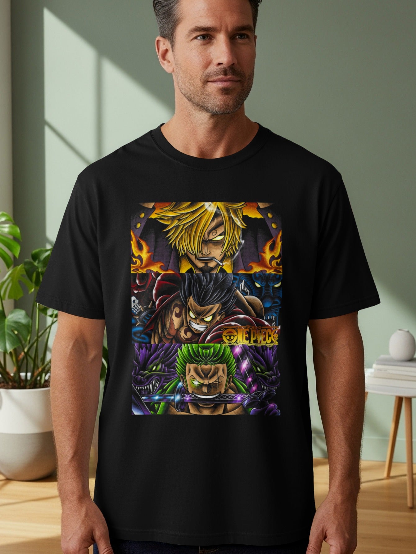 One Piece Anime Characters Graphic Black Shirt
