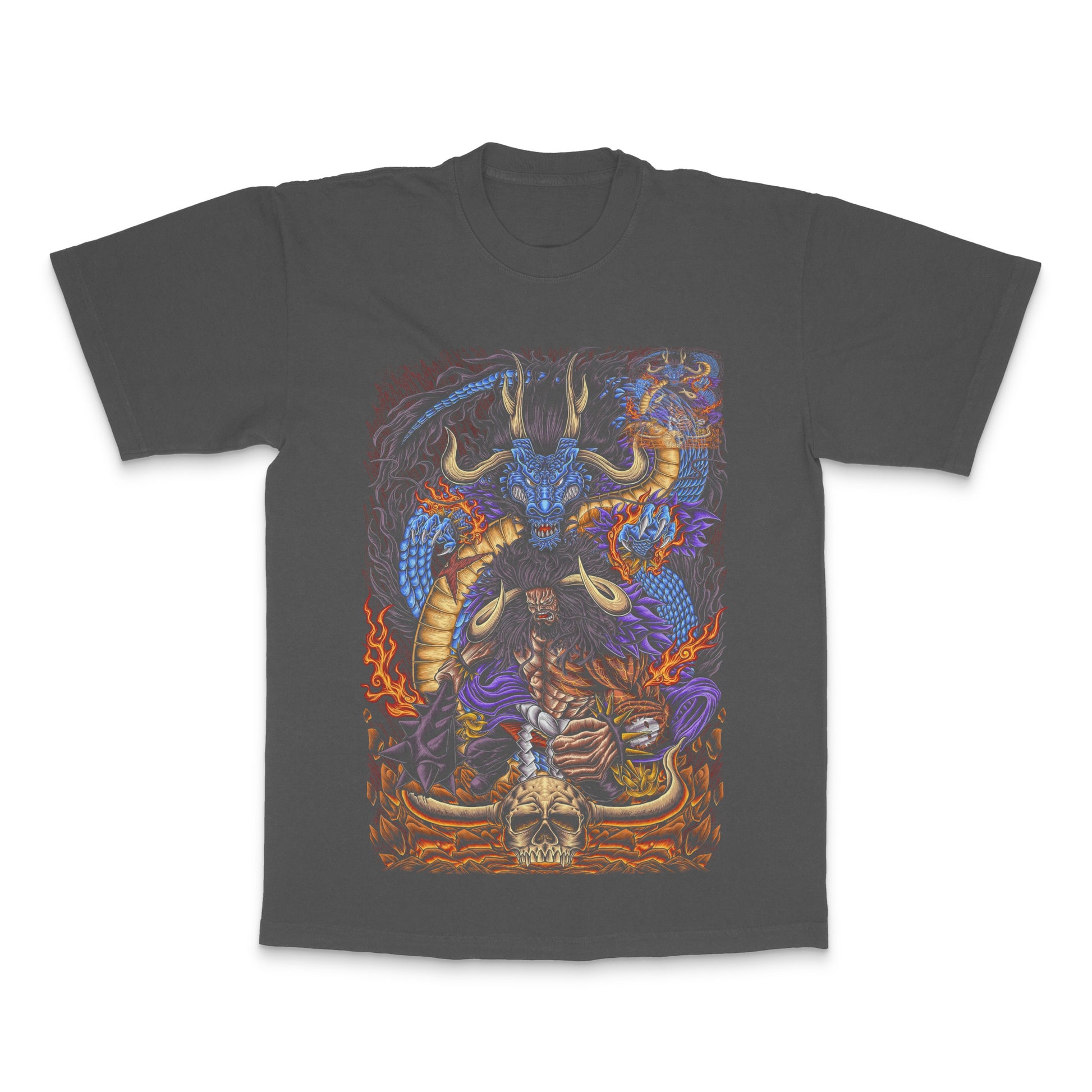 Intricate Dragon and Warrior Graphic T-Shirt