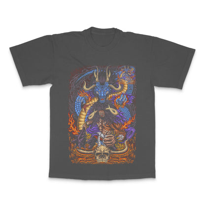 Intricate Dragon and Warrior Graphic T-Shirt