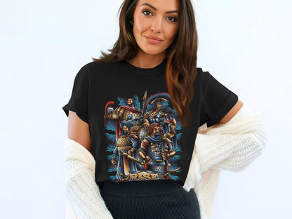 Knight Battle Rise Graphic Print Short Sleeve T-shirt